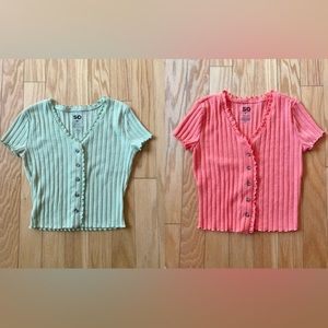 SO Green and Coral Crop Tops Size M